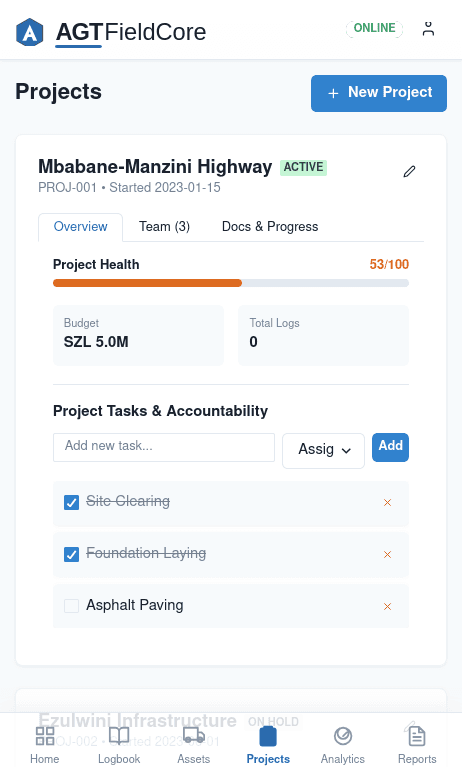 AGT FieldCore field management dashboard