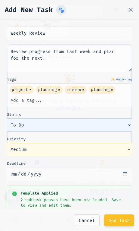 Triptych Tasks project management dashboard