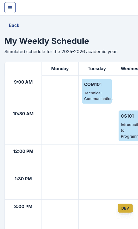 ECOT university management system dashboard
